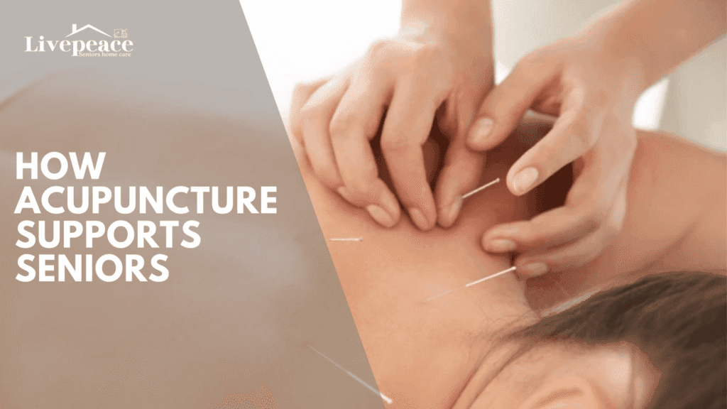 Acupuncture treatment being applied to a patient’s upper back